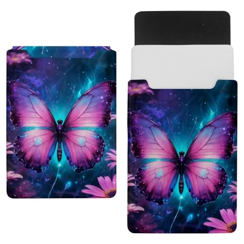 Housse pour ordinateur portable papillon violet au design féerique et cosmique unique