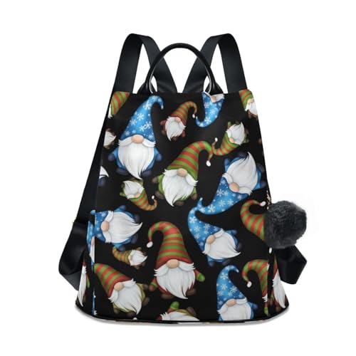Sac à dos nains de Noël cadeau femme noir à pompons et fermeture éclair pour magiques vacances