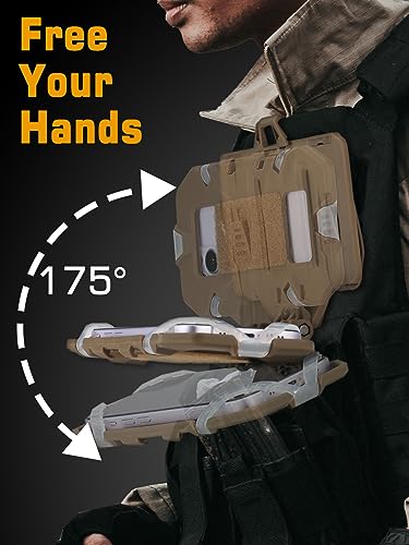 EralcNa Tactical Gear Plate Carrier Vest Accessories Phone Chest Mount Holder for Screen Size 4.7"-6.7",Tan