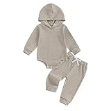 Thorn Tree Newborn Baby Boy Fall Outfits Hooded Sweatshirt Romper Stretchy Pants Knit Infant Clothes Set