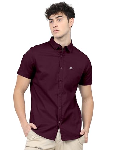 Image of BRUCEWANE Men's 100% Cotton Half Sleeve Shirt