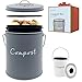 COMPOST BIN - Stainless Steel Compost Bin for Kitchen Counter - with Inner Compost Bucket for Kitchen, 2 Fruit Fly Trap Filters. Composter for Zero Waste Recyling. Kitchen Oompost Bin, Compost Pail