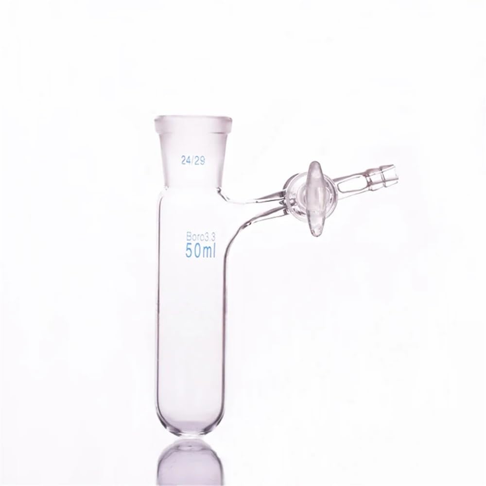 Vetreria da laboratorio Provetta di reazione in vetro borosilicato ad alto tenore di carbonio con valvola in PTFE e bocca smerigliata standard, capacità 25 ml e giunto 14/23