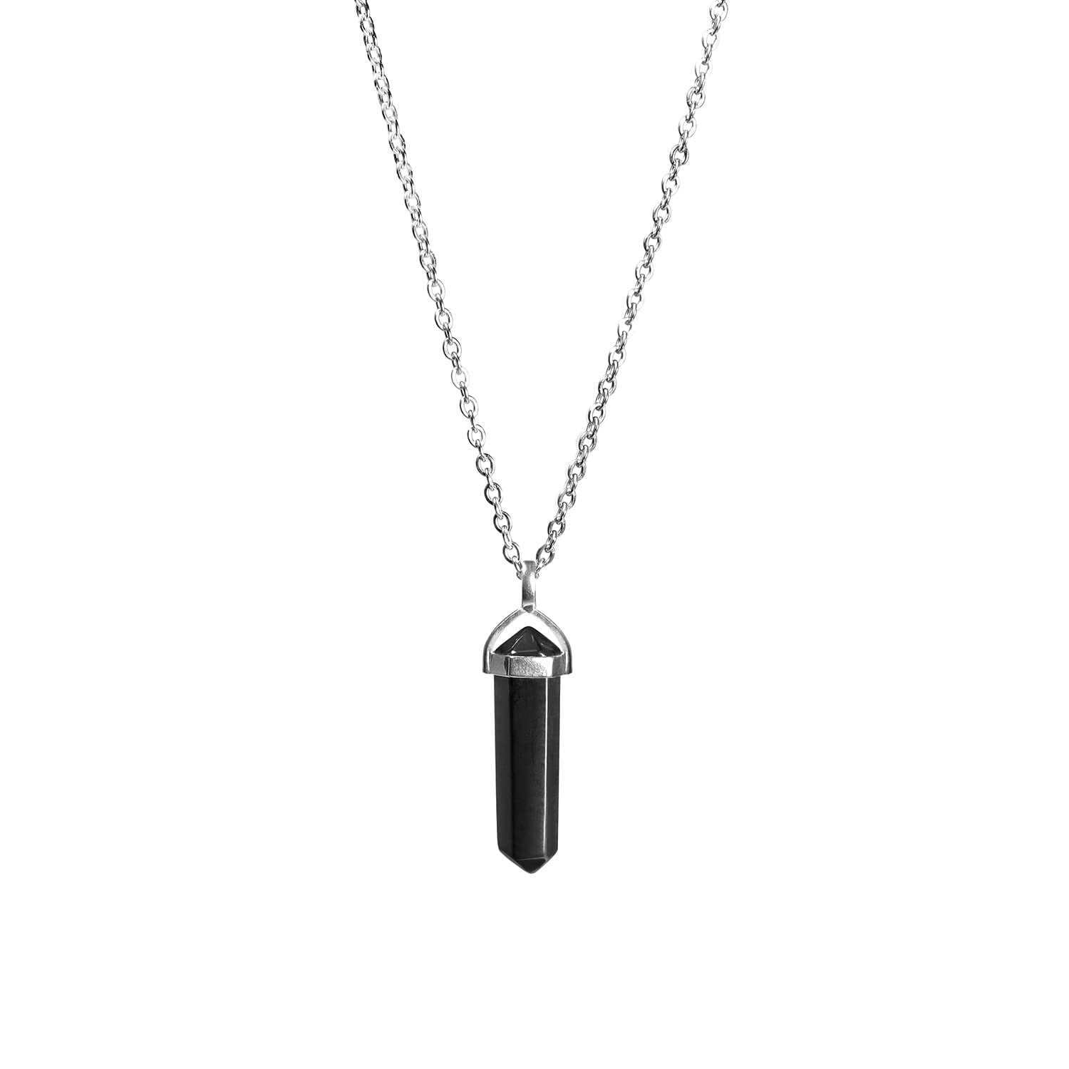 Karelia Creations 6-Sided Double-Point Shungite Protection Pendant and Necklace | Authentic Crystal Hexagonal Pendulum | Unisex Men Women Kids | Gift Idea