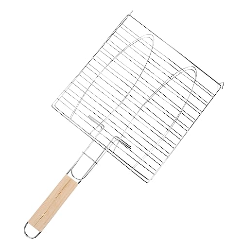 Yardwe 1pezzi Cesto Per Pesce Al Barbecue Cesto Per Grigliare Pesce Al Barbecue Attrezzi Per Per Grigliare Manico in Legno Superficie Antiaderente Per Rete