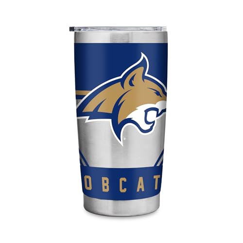 Rico Industries NCAA Montana State Bobcats 20oz Stainless Steel Tumbler with Lid - Great For Coffee, Tea, Water or Cocktails