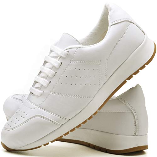Tênis Sapato Casual Com Cadarço Feminino JUILLI 1102DB Tamanho:39;cor:Branco;gênero:Feminino