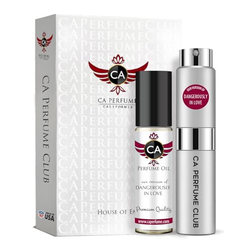 CA Perfume Duo Impression of Dangerously In Love Women & Men Sprayer + Body Oil Roll-On Bottles 0.27 Fl Oz+0.33 Fl Oz