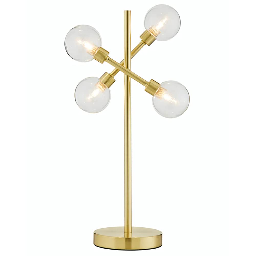 LITECRAFT Supa Table Lamp 4 Arm Industrial Base with with Clear Shades - Brass โ image 1