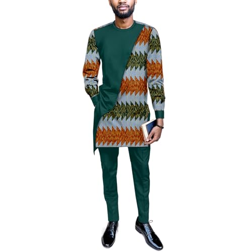 African Attire for Men Dashiki Outfits Long Sleeve Shirt and Pants 2 Piece Sets African Mens Clothing Casual Fashion