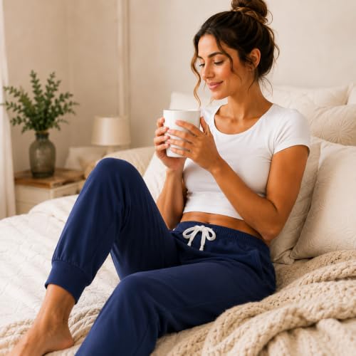 Image of Essential Elements Womens 3 Pack 100% Cotton Joggers Lounge PJ Sweatpants