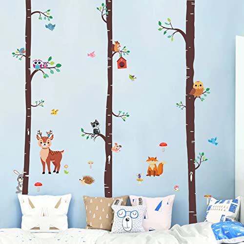 Anfigure Forest Animal Tree Wall Decals For Kids Boys Baby Girls Wall Stickers Nursery Bedroom Playroom Wall Decals Woodland Tree Deer Fox Owl Rabbit Nature Plant Wall Stickers Family Home Wall Decor #TOP1