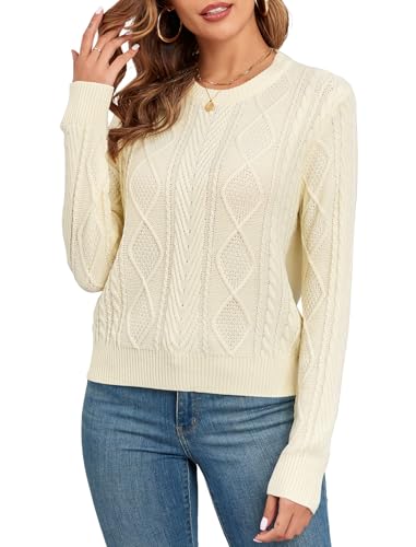 Image of ZAFUL Womens Oversized Sweaters 2025 Cable Knit Chunky Sweater Long Sleeve Crewneck Pullover Loose Outfits