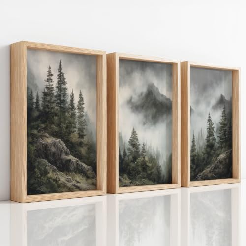 Affiches Montagne et Forêt Brumeux pour Décoration Calme de Salon et Chambre