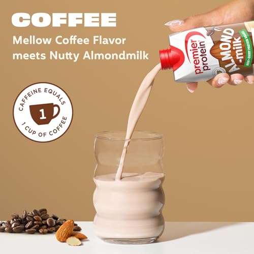 Image of Premier Protein Non-Dairy Plant Based Almondmilk Protein Shake, Coffee with Caffeine for Energy - 20g Protein, 5g Sugar, 11 fl oz, 12 Pack