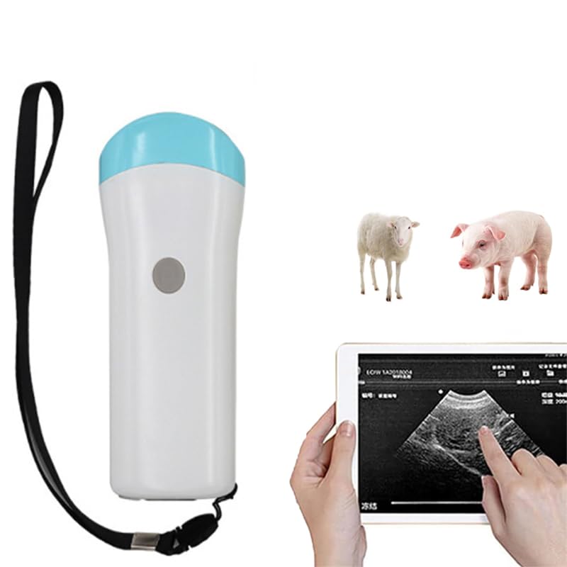 Échographe vétérinaire, portable sans fil pour diagnostic de grossesse chez les porcs et les moutons, sonde 3,5 MHz avec batterie 4500 mAh, compatible smartphone et tablette