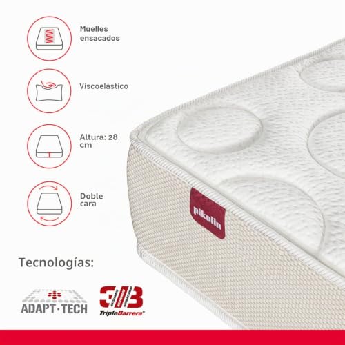 Miniatura 5 de PIKOLIN - Colchón Viscoelástico 90x190 cm Premium - Altura 28 cm - Núcleo Muelles Ensacados Extra Confort - Doble Cara - Tratamiento Higiénico Triple Barrera - Fabricado en España - Modelo Shire