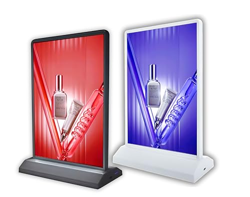 Rechargeable A5 Desktop Advertising LED Light Box – Dual-Sided, Portable Acrylic Light, Table Menu Stand, Illuminated Photo Frame (A5 (210 * 148mm), White)