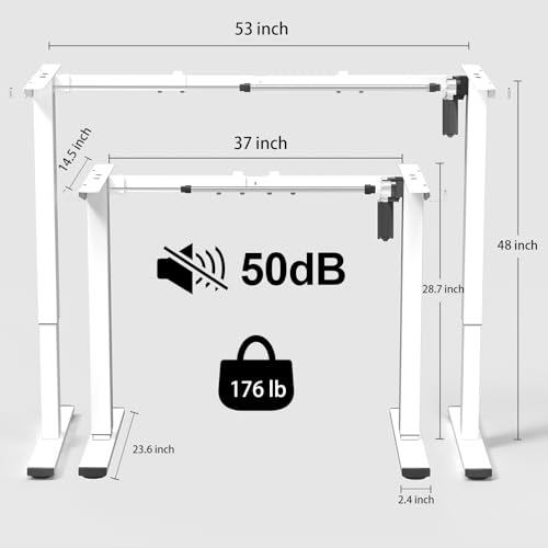 Height-Adjustable-Standing-Desk-Frame-Electric-Sit-Stand-Desk-Base-with-Automatic-Memory-SmartHandset-Ergonomic-Standing-Desk-Base-Workstation-Frame-for-40-to-63-Desk-Topswhite-Frame