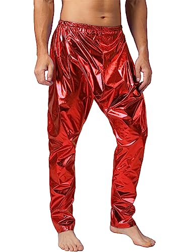 Mens Hip Hop Harem Pants Shiny Metallic Pants Long Trousers Leggings Stretchy Skinny Pants4