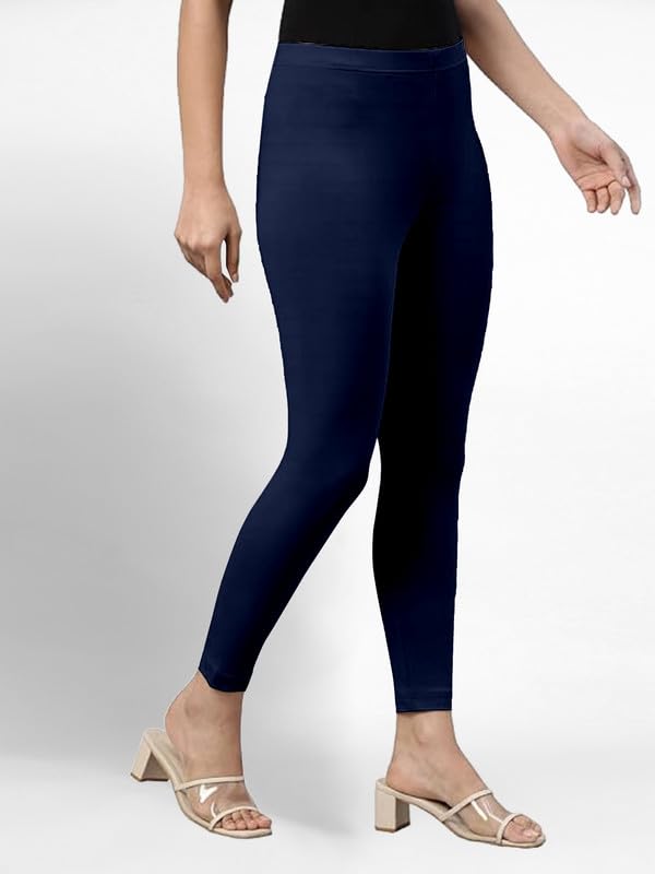 Image of TRENDMALLS Women's Super Combed Cotton Elastane Stretch Ankle Length Leggings with Ultrasoft Waistband