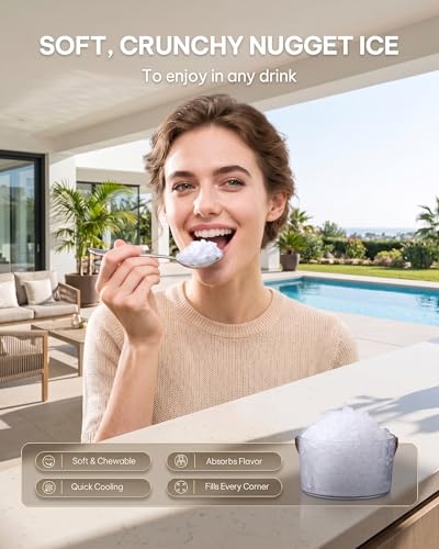 Image of Silonn Countertop Nugget Ice Maker with App & Voice Control, Automatic Self-Cleaning Ice Machine, 3L Large Tank, 40 lbs /24H Chewable Soft Ice, Portable Pebble Ice Maker for Home, Kitchen & Party