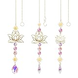 Kristall Sonnenfänger Windspiel, 3 Stück Lotusblüten Dekorativer...
