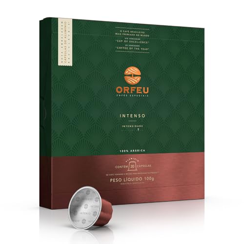 Orfeu Café Intenso 20 Cápsulas Compatível com Nespresso®, 100% Arabica, Torra Escura, 100g