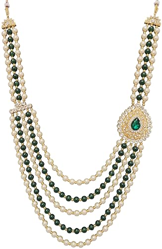 Pearl Base Metal and Dulha Moti Mala Haar Necklace for Men's