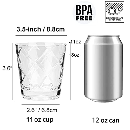 Kx-Ware Arcylic Drinking Glasses, 11-Ounce Plastic Tumbler Juice Cup Whiskey Glasses, Set Of 6 Clear #TOP1