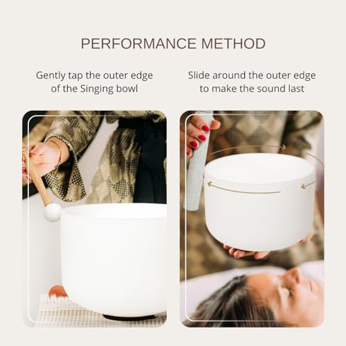 6-10 inch 432hz Quartz Crystal Singing Bowls Set of 3 Pure White, for Healing Mindfulness Meditation Yoga Sound Baths with Case and Mallet Suede Striker - Image 5