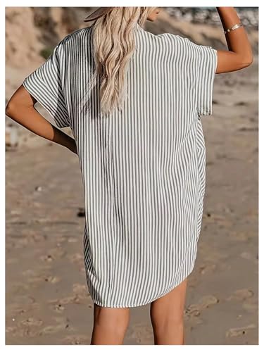 SOLY HUX Women's Striped Shirt Dress Twist Front Collared Neck Short Sleeve Button Down Summer Dresses2