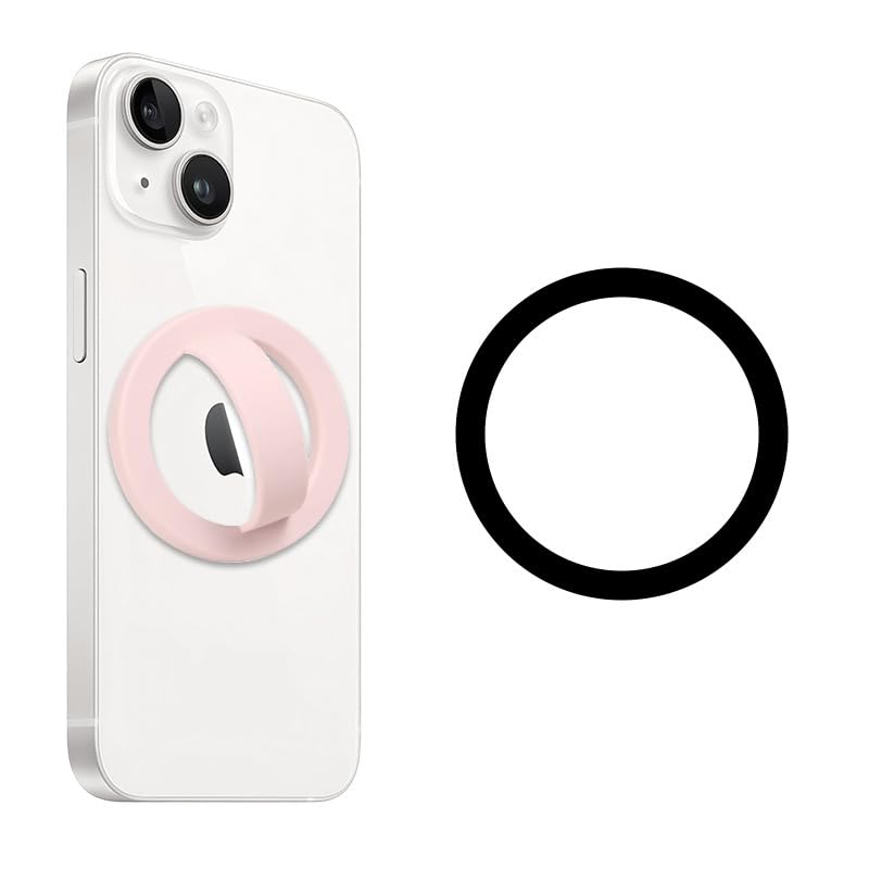 Magnetic Silicone Ring Grip Phone Holder, 360° Rotating Finger Loop with Magnetic Ring, Soft Cell Phone Grips, 2.2"×0.2", Pink