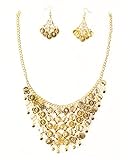 Ohrstecker. The Turkish Emporium Set Münzkette und Ohrringe Karneval Fasching Bauchtanz Orientalischen Tanz goldfarben