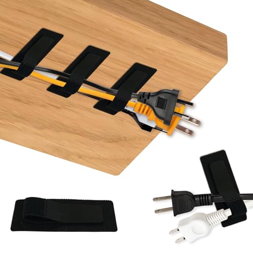 Chuanhylis 30 Juegos Organizadores de Cables, Debajo del Escritorio GestióN de Cables, Largo Ajustable con 40 Hebillas de Fijación Soporte de Cables para Hogar, Oficina, Escuela