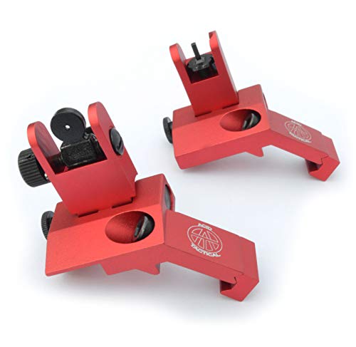 Acid Tactical Rifle 45 Degree Angled Back up Iron Sights BUIS Duel Aperture Anodized RED - Acid Tactical