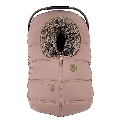 Petit Coulou Winter Car Seat Covers for Baby - Breathable, Extra Warm and Cozy Carrier with Patented Structural Frame – Protects your Infant or Newborn Against Extreme Cold Weather, Rain Wind (Blush)