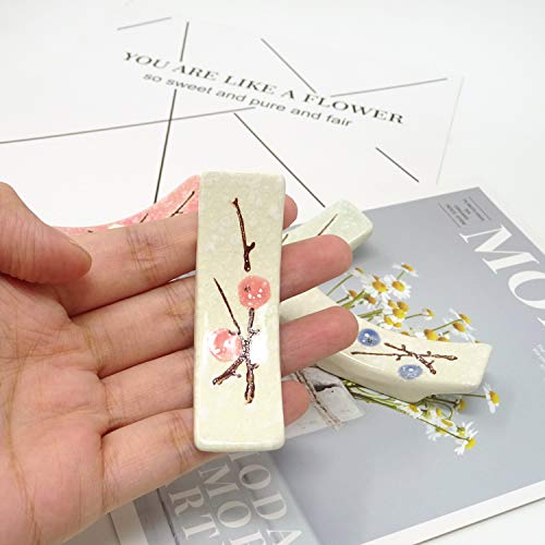 Honbay 4Pcs Japanese Style Snowflake Ceramic Chopsticks Rest Rack Stand Holder For Chopsticks, Forks, Spoons, Knives, Paint Brushes #TOP2