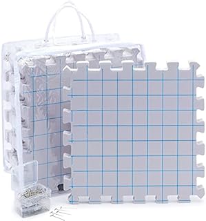 Blocking Mats for Knitting and Crochet, 9-Pack of Interlocking Foam Blocking Mats Including 200 T-Pins and Storage Bag, 31.8 cm Each