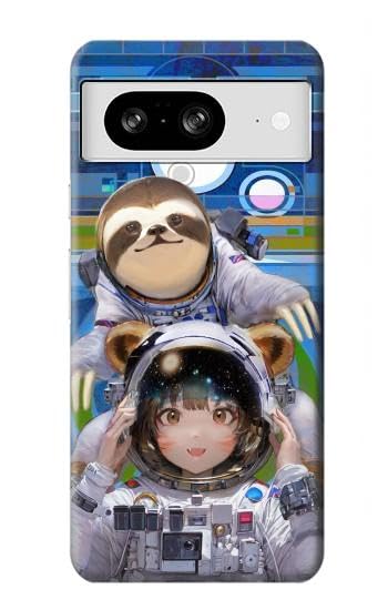 R3915 Raccoon Girl Baby Sloth Astronaut Suit Case Cover for Google Pixel 8