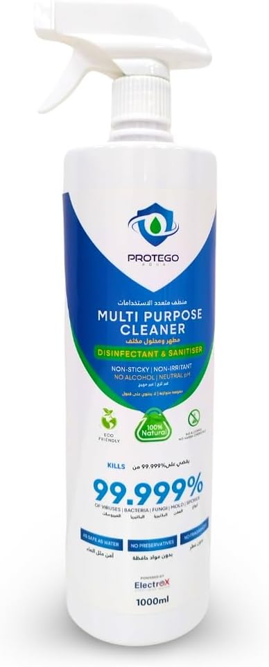 Hypochlorous Acid All Purpose Cleaner, Eco-Friendly Antibacterial Disinfectant Spray | Bleach Free | Kills 99.999% Germs | HOCl Non-Toxic Surface Cleaner – Multipurpose Kitchen Cleaner Spray (1000 ml)