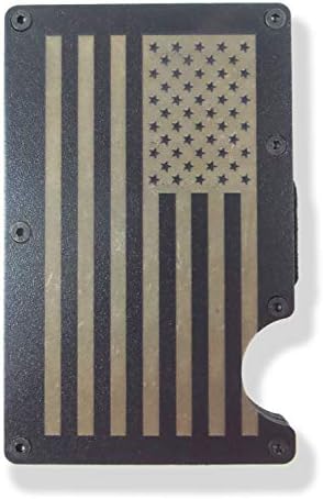 American Flag Engraved Metal RFID Blocking Tactical Minimalist Wallet w/ Money Clip Patriotic (American Flag)