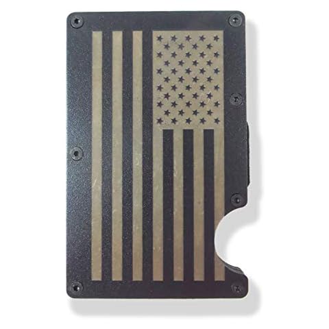 Morale Tags American Flag Engraved Metal RFID Blocking Tactical Minimalist Wallet w/Money Clip Patriotic (American Flag) Cover