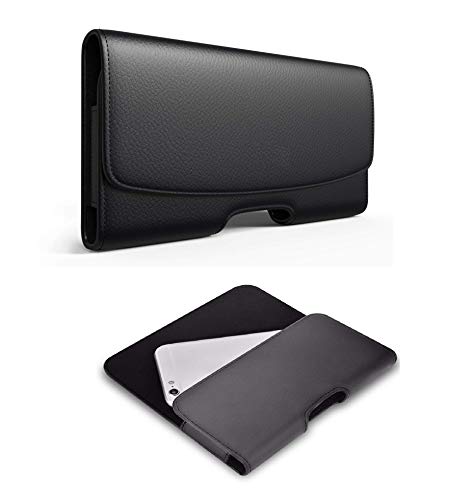 realtech leather anti theft cellphone belt loop holster magnetic cover for 6.7 inch smartphone – black