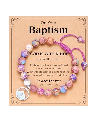 Image of Eryuor Silver /Gold Move Mountains-Mustard Seed Bracelet Baptism Gifts for Girl Catholic Christening Religious Christian Easter Gifts for Girls