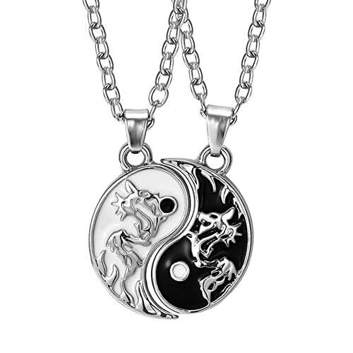 Mnrkaoic 2 Piezas Collar Pareja Yin Yang,Collar Pareja Yin Yang,Colgante Taichi para Hombre y Mujer Colgante,Collar con Colgante De Tai Chi En Aleacion,Un Buen Regalo para Amigos Novias O Amantes Cover