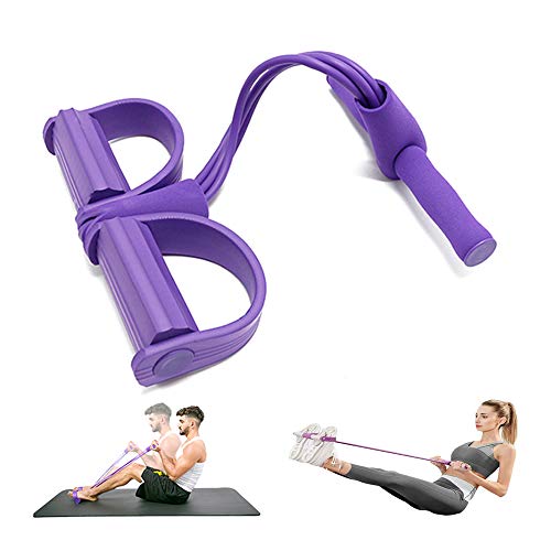T.face Banda de Resistencia del Pedal, Super Light Correa de Yoga de 4 Tubos Cuerda de tracción elástica Equipo de Ejercicios para Abdominales Culturismo Expansor Abdomen Entrenamiento (Púrpura)