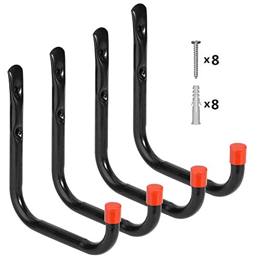 Heavy Duty Garage Storage Utility Hooks Wall Mounted Tools Hangers Organizer (4 Pcs Black 7.1" Large J Hook) #TOP14