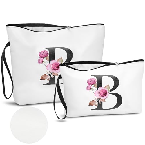 DBPBToU PU Leather A-Z Alphabet Neceser Mujer, Juego De 2 Neceser Maquillaje Mujer, Regalos Originales para Mujer Ideal para Cumpleaños (B)