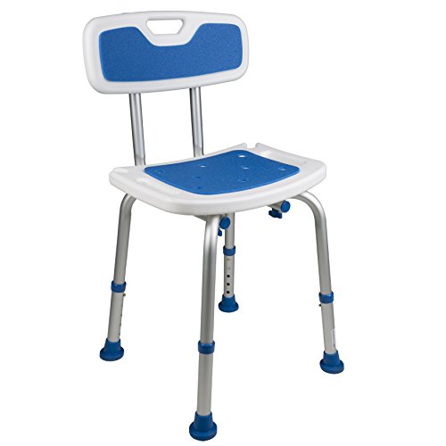 PCP Shower Chair Safety Seat, Stability Grip Traction, Portable Medical Senior Living Spa Recovery Support, Foam Padded